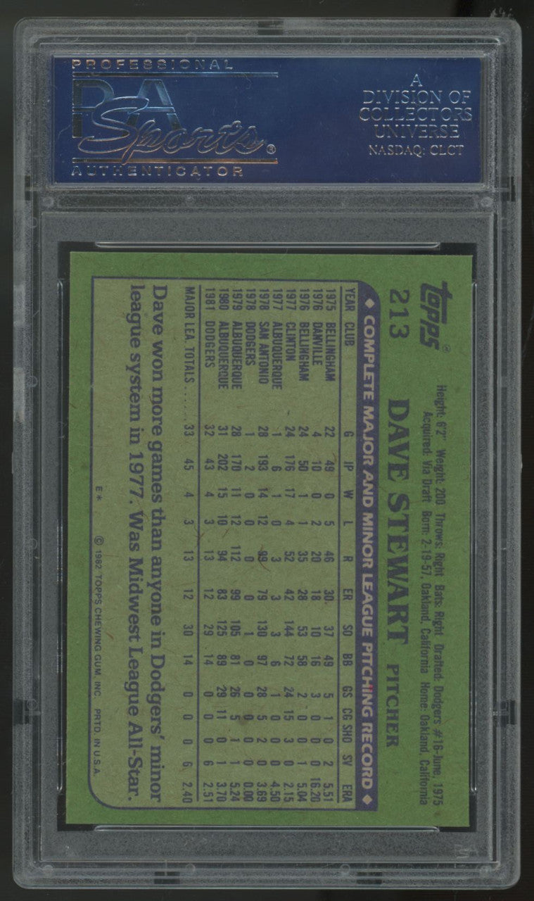 1982 Topps Dave Stewart RC #213 PSA 9