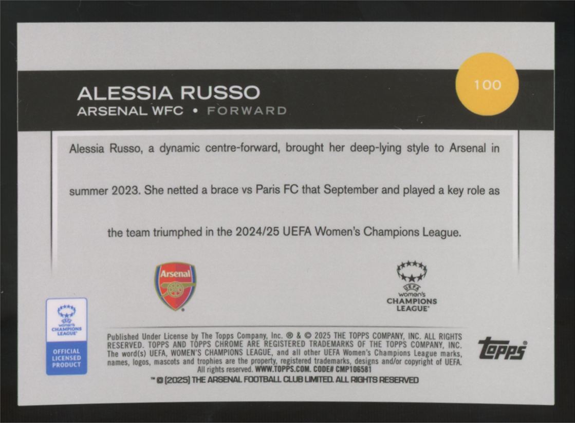 2024-25 Topps Chrome UEFA Women's Alessia Russo Orange Refractor /25 #100