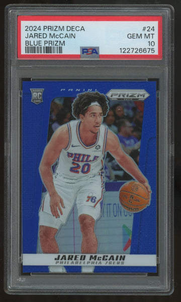2024-25 Prizm Deca Jared McCain RC Blue /149 #24 PSA 10