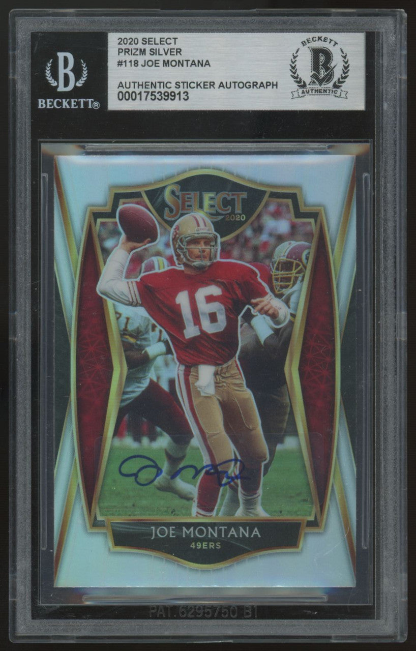2020 Panini Select Joe Montana Silver Prizm Sticker Auto BGS Authentic #118