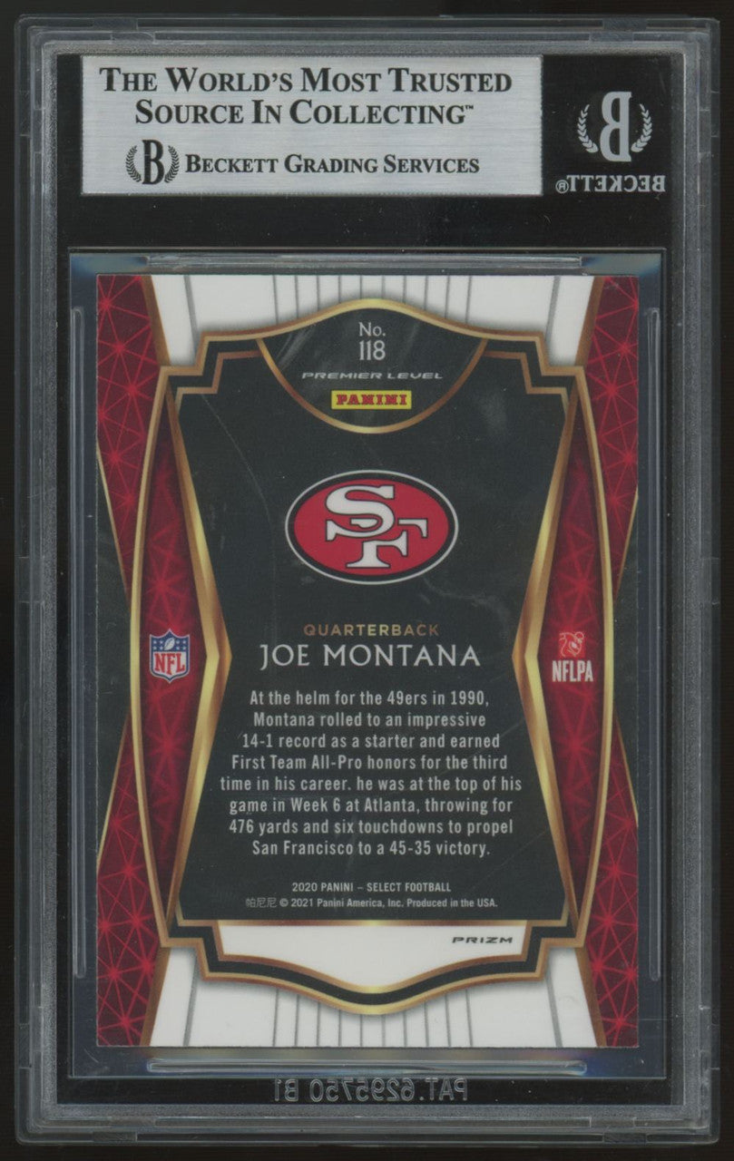 2020 Panini Select Joe Montana Silver Prizm Sticker Auto BGS Authentic #118