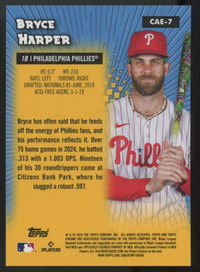 2025 Topps Chrome Logofractor Bryce Harper Gold All-Etch Refractor /50 #CAE-7