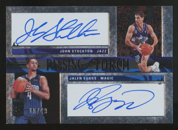 2021-22 Donruss Elite Jalen Suggs/John Stockton Passing The Torch Dual Auto /49