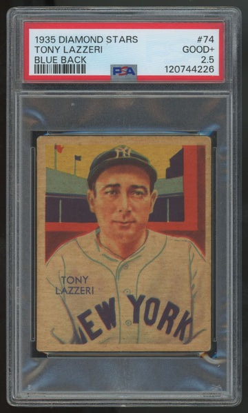 1935 National Chicle Diamond Stars Tony Lazzeri Blue Back #74 PSA 2.5