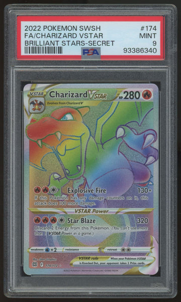 2022 Pokemon Charizard VSTAR Brillant Stars Rainbow Secret #172 PSA 9