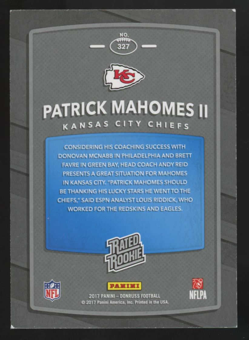 2017 Donruss Patrick Mahomes II RC Rated Rookie #327 VG-EX