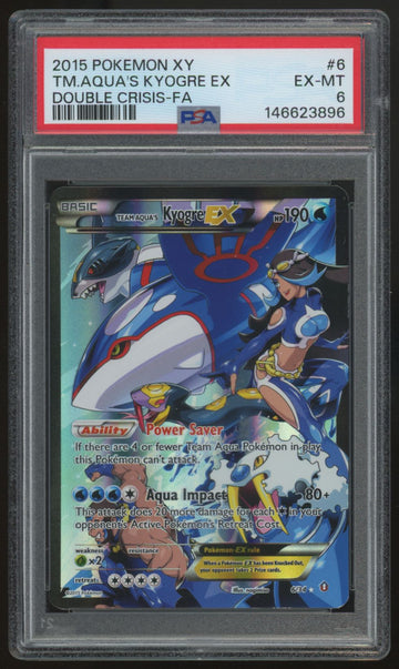 2015 Pokemon Team Aqua's Kyogre EX Double Crisis Full Art #6 PSA 6 (B)