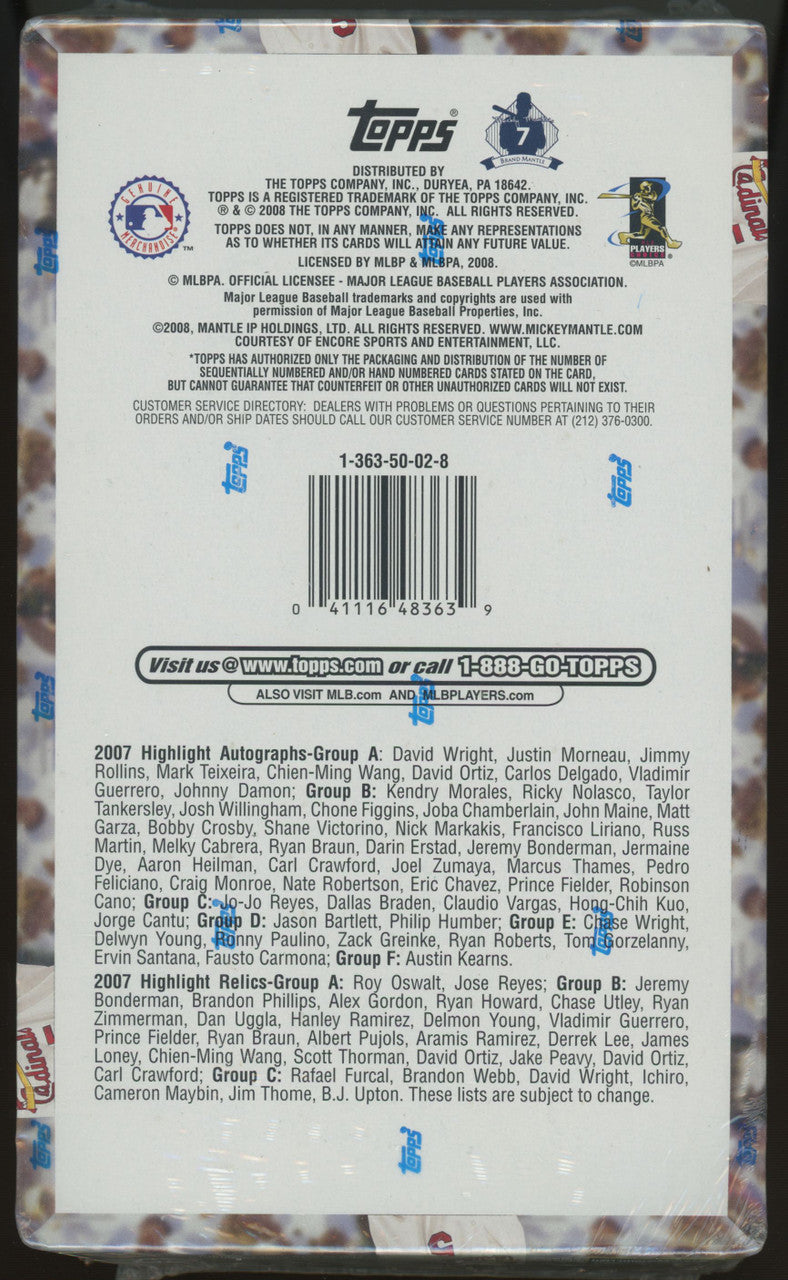 2008 Topps Baseball Series 2 Hobby Box Factory Sealed "B"