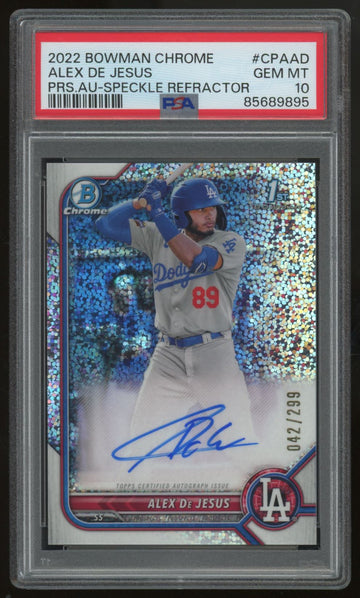 2022 Bowman Chrome Alex De Jesus 1st Auto Speckle /299 #CPA-AD PSA 10