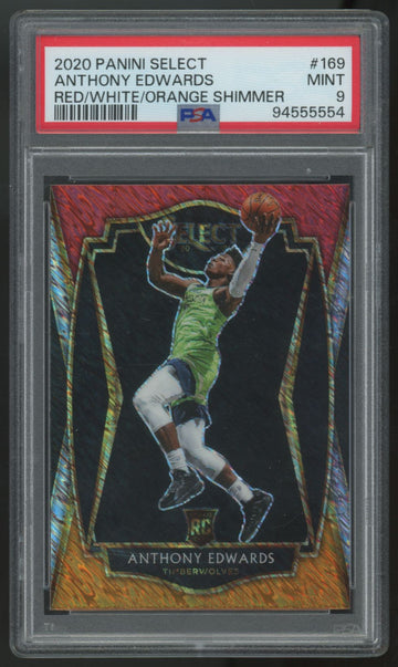 2020-21 Select Anthony Edwards RC Premier Level Red/White/Orange Shimmer PSA 9