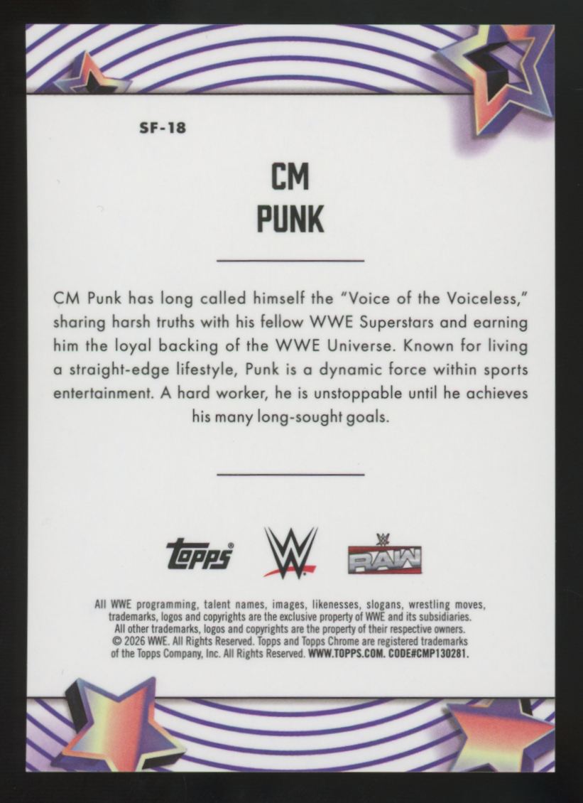 2026 Topps Chrome Cosmic WWE CM Punk Starfractor SSP #SF-18
