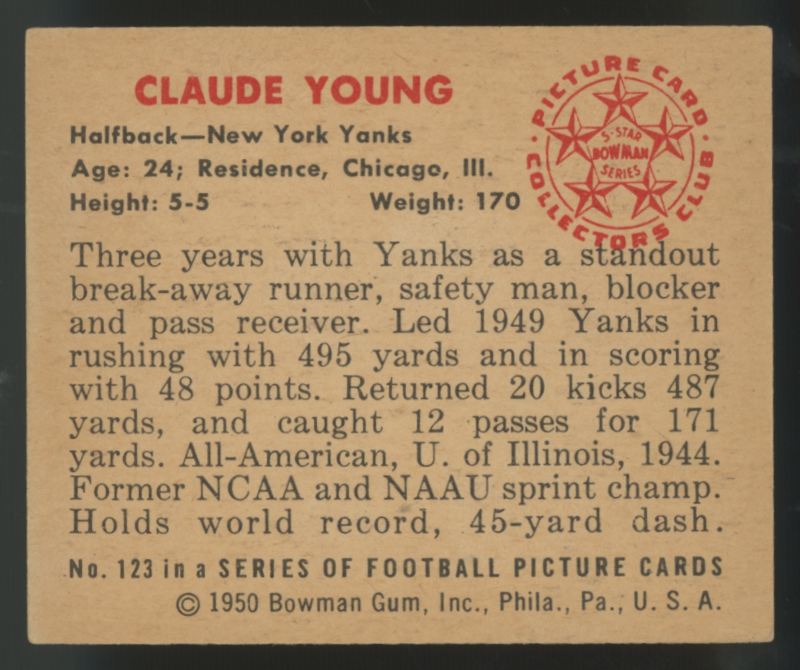 1950 Bowman Claude Young #123 EX+