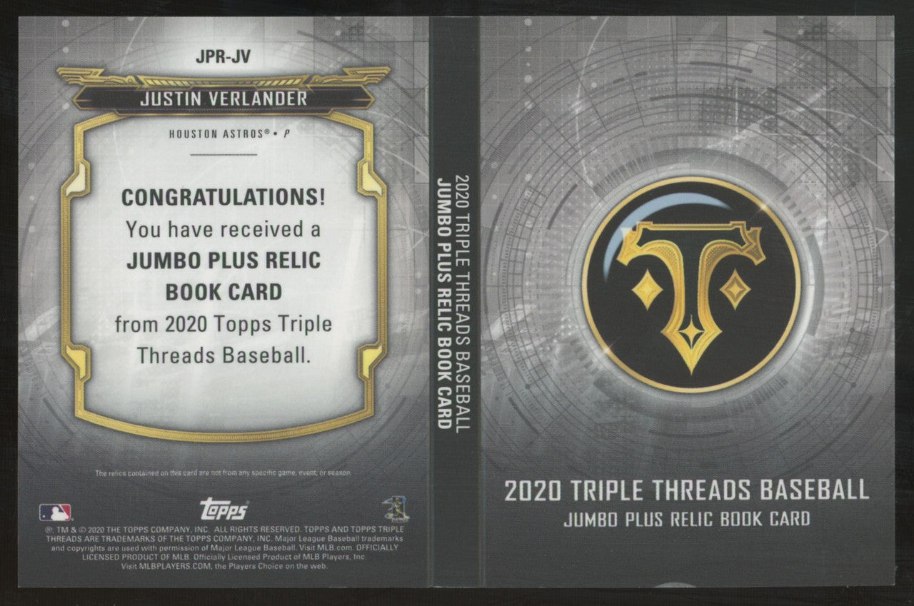 2020 Triple Threads Justin Verlander Jumbo Plus Dual Patch Booklet /3 #JPR-JV