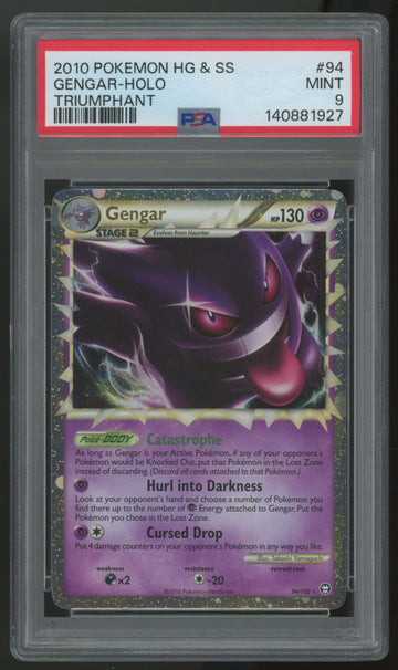 2010 Pokemon Gengar Triumphant Holo #94 PSA 9