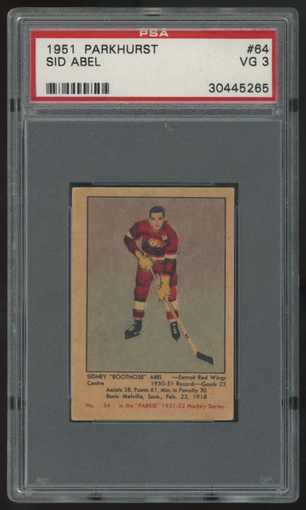 1951-52 Parkhurst Sid Abel #64 PSA 3