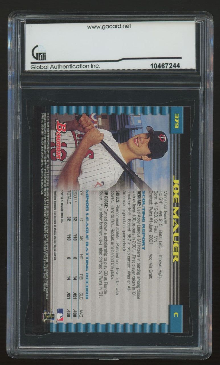 2002 Bowman Joe Mauer RC #379 GAI 9