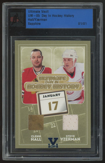 2005-06 ITG Ultimate Vault Hall/Yzerman Day In Hockey History Dual Patch 1/1