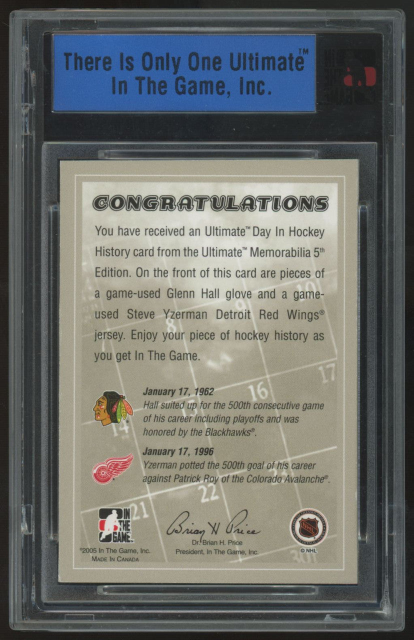 2005-06 ITG Ultimate Vault Hall/Yzerman Day In Hockey History Dual Patch 1/1