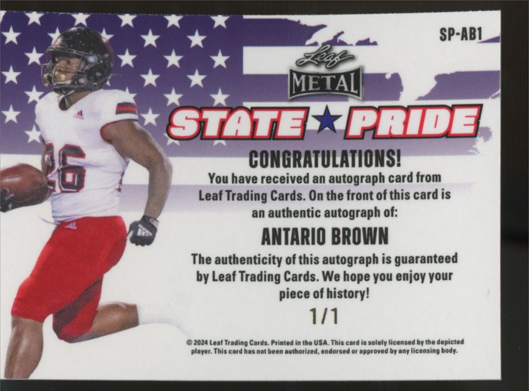 2024 Leaf Metal Antario Brown State Pride Auto 1/1 #SP-AB1