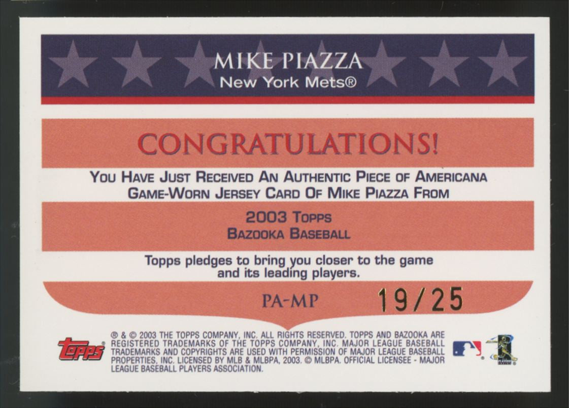 2003 Topps Bazooka Mike Piazza Piece Of Americana Refractor Patch /25 #PA-MP