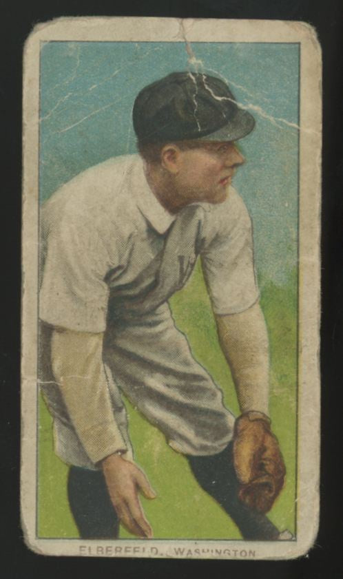 1909-11 T206 Kid Elberfeld Sweet Caporal Back Poor