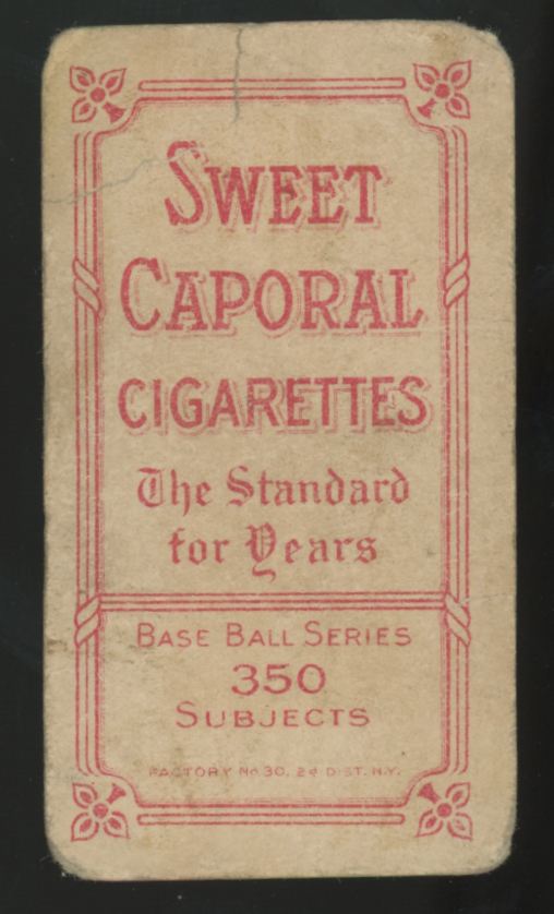 1909-11 T206 Kid Elberfeld Sweet Caporal Back Poor