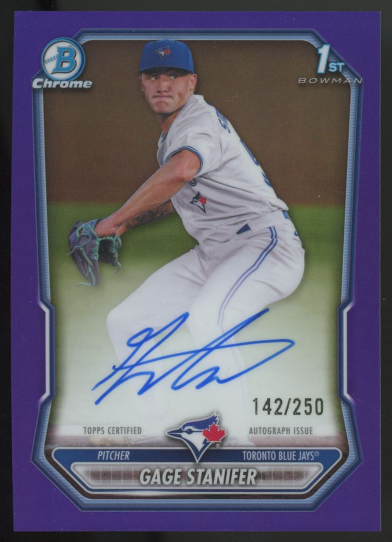 2026 Bowman Chrome Gage Stanifer Prospect 1st Purple Auto /250 #CPA-GS