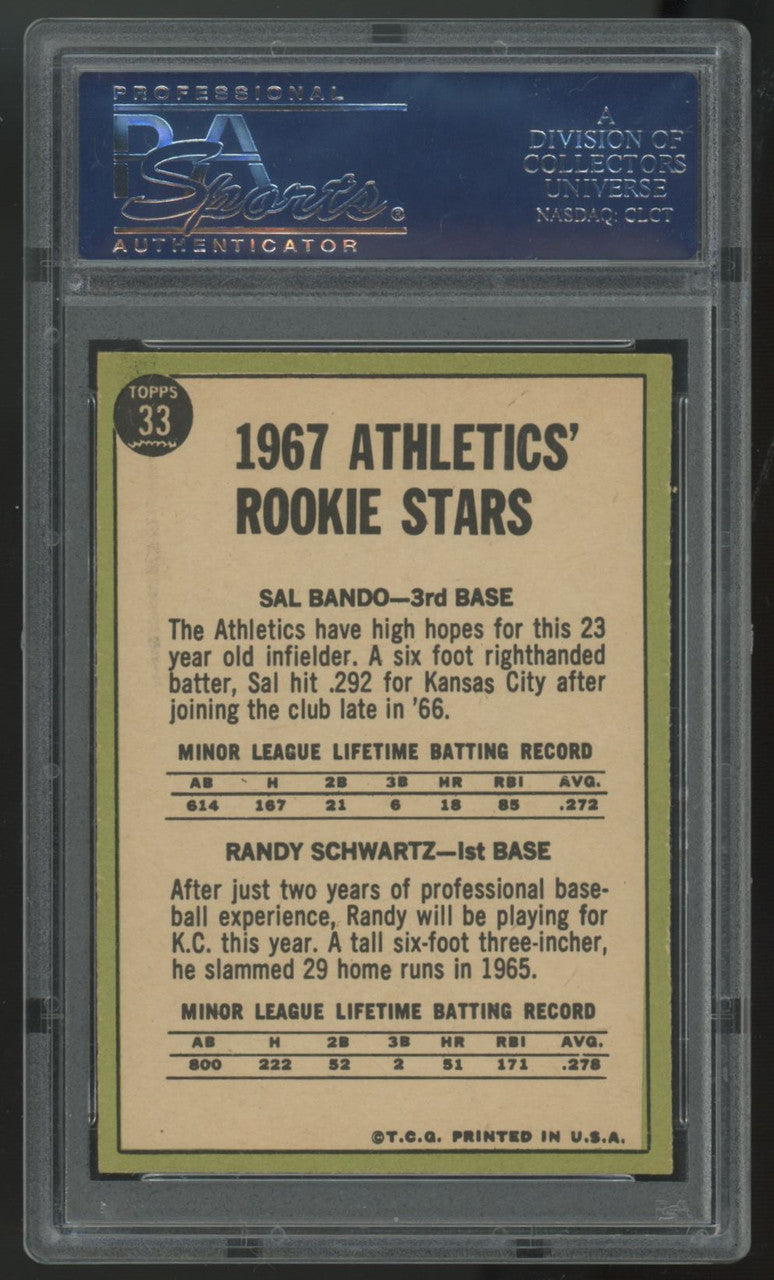 1967 Topps Sal Bando/Randy Schwartz RC Rookie Stars #33 PSA 6