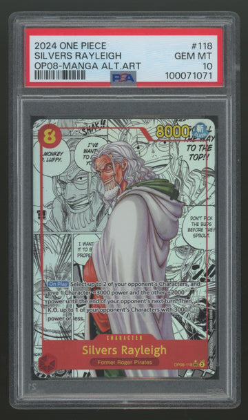 2024 One Piece Silvers Rayleigh OP08 Manga Alt Art #118 PSA 10