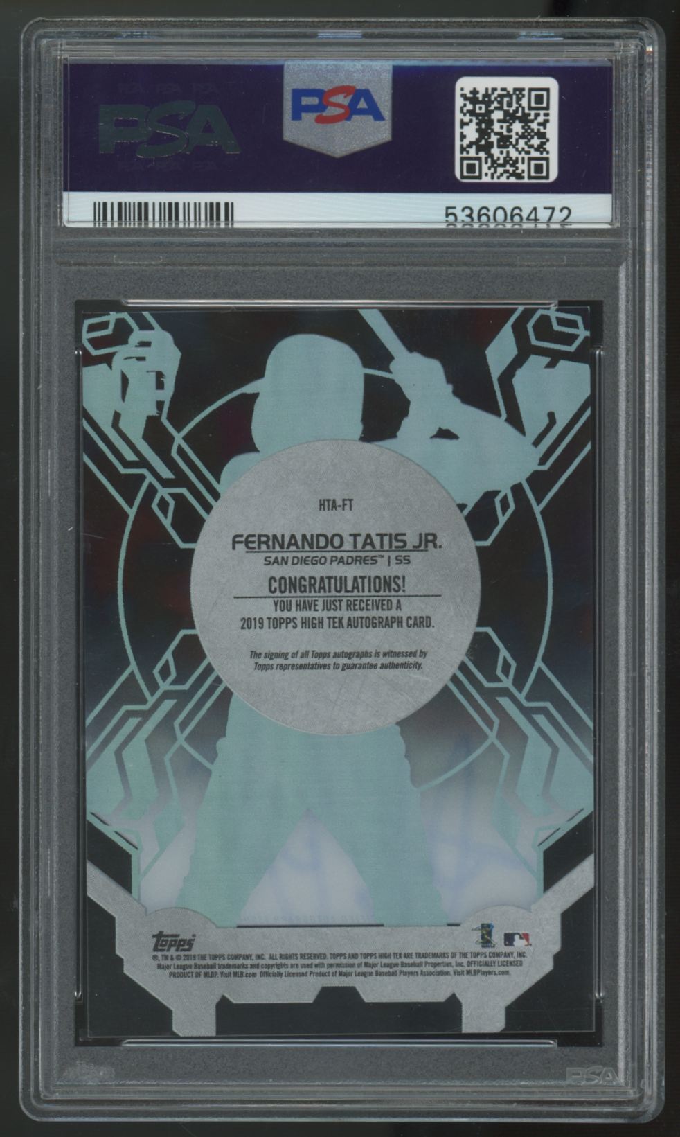 2019 Topps High Tek Fernando Tatis Jr. RC Auto #HTA-FT PSA 10