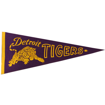 Detroit Tigers c. Late 1940's - 1950's Vintage Full Size Purple Pennant NM/MT Condition