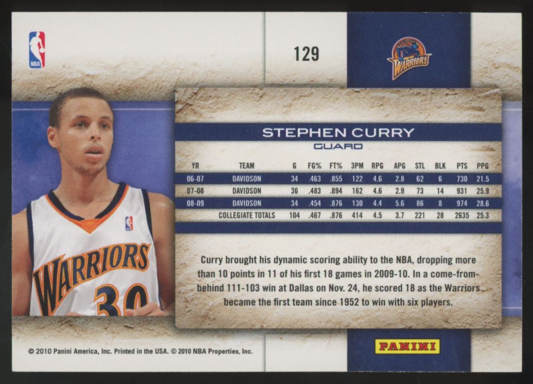 2009-10 Panini Studio Stephen Curry RC #129
