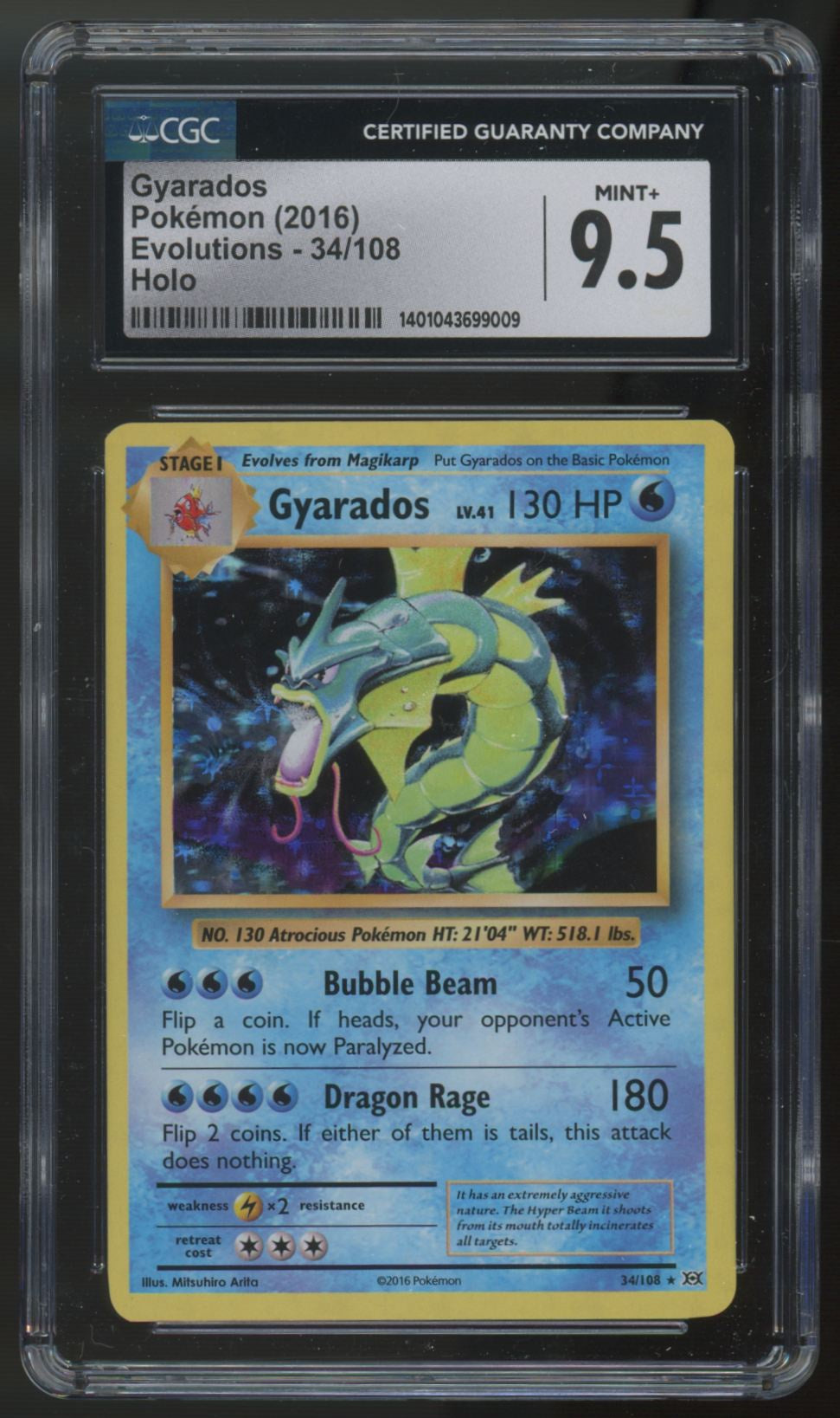 2016 Pokemon Gyarados Evolutions Holo #34 CGC 9.5