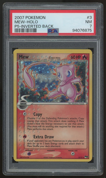 2007 Pokemon Mew Pop Series 5 Inverted Back Holo #3 PSA 7