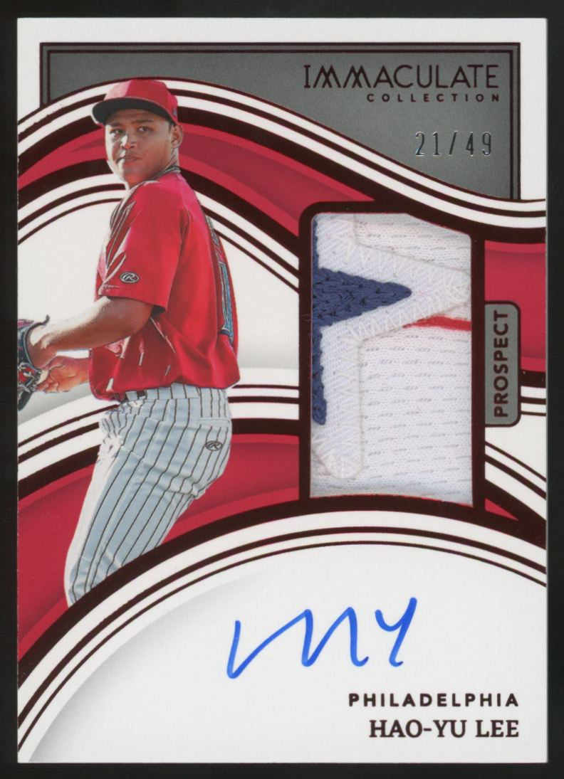 2023 Immaculate Collection Hao-Yu Lee Prospect Patch Auto Red /49 #48
