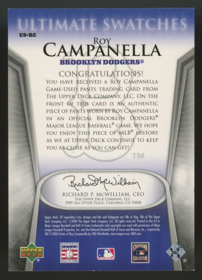 2004 SP Legendary Cuts Roy Campanella Ultimate Swatches Pants #US-RC