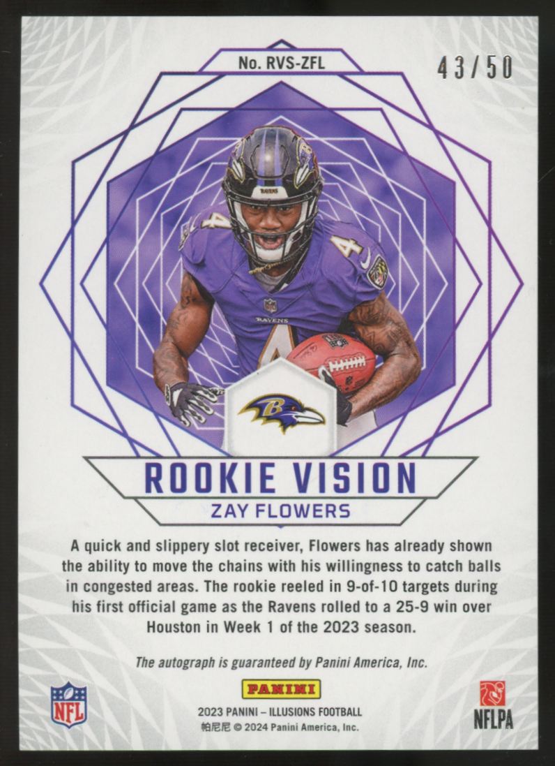 2023 Illusions Zay Flowers RC Vision Auto Black /50 #RVS-ZFL