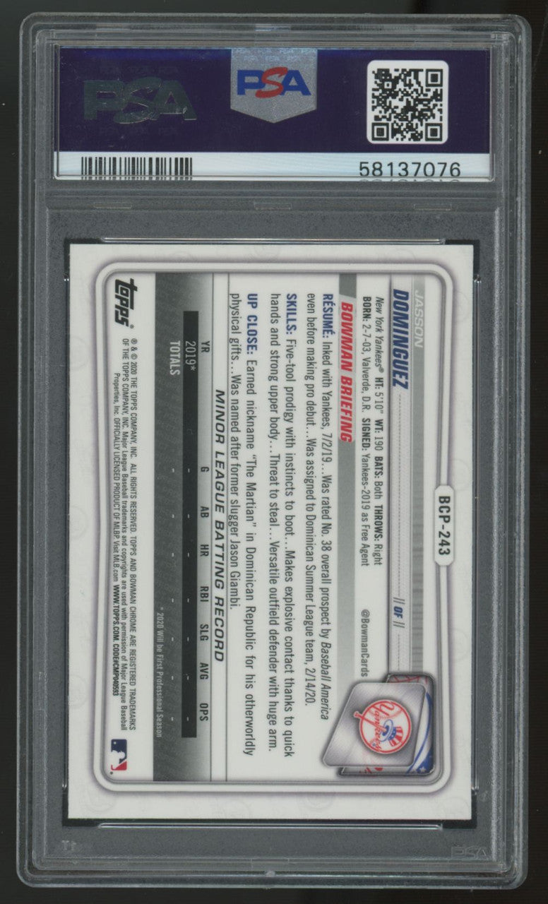 2020 Bowman Chrome Mega Box Jasson Dominguez Mojo #BCP-243 PSA 10
