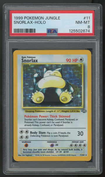 1999 Pokemon Snorlax Jungle Unlimited Holo #11 PSA 8 (B)