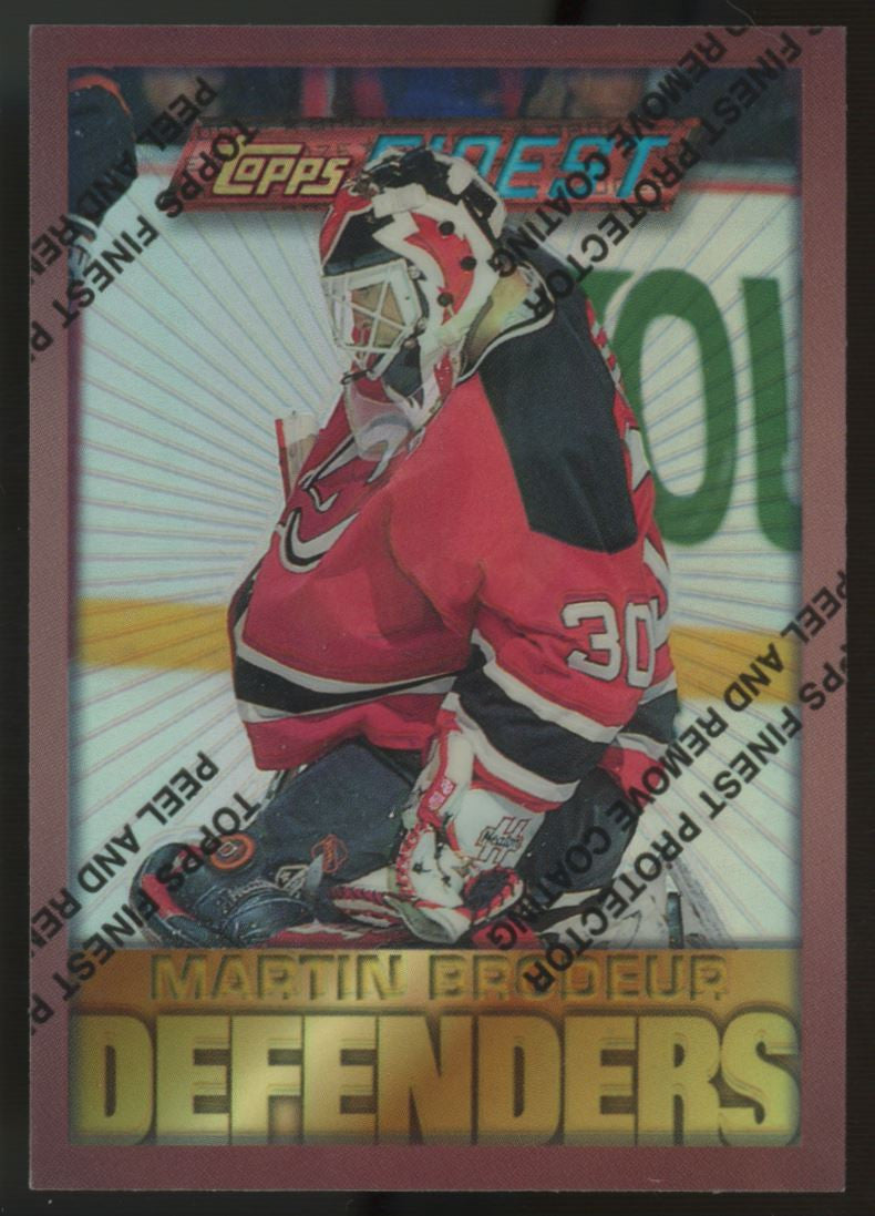 1996-97 Topps Finest Martin Brodeur Defenders Refractor w/ Coating #178