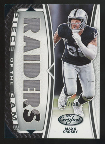 2024 Panini Certified Maxx Crosby Teal Piece Of The Game Patch /50 #POG-MCY