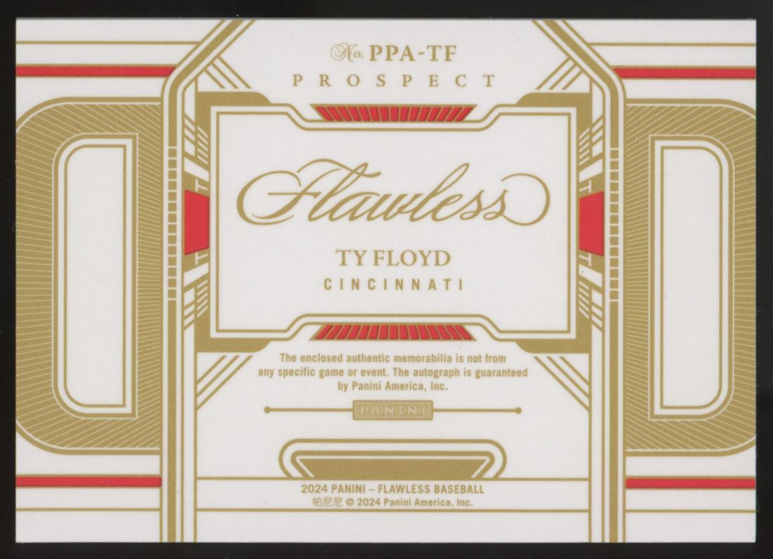 2024 Panini Flawless Ty Floyd Prospect Gold Patch Auto /10 #PPA-TF