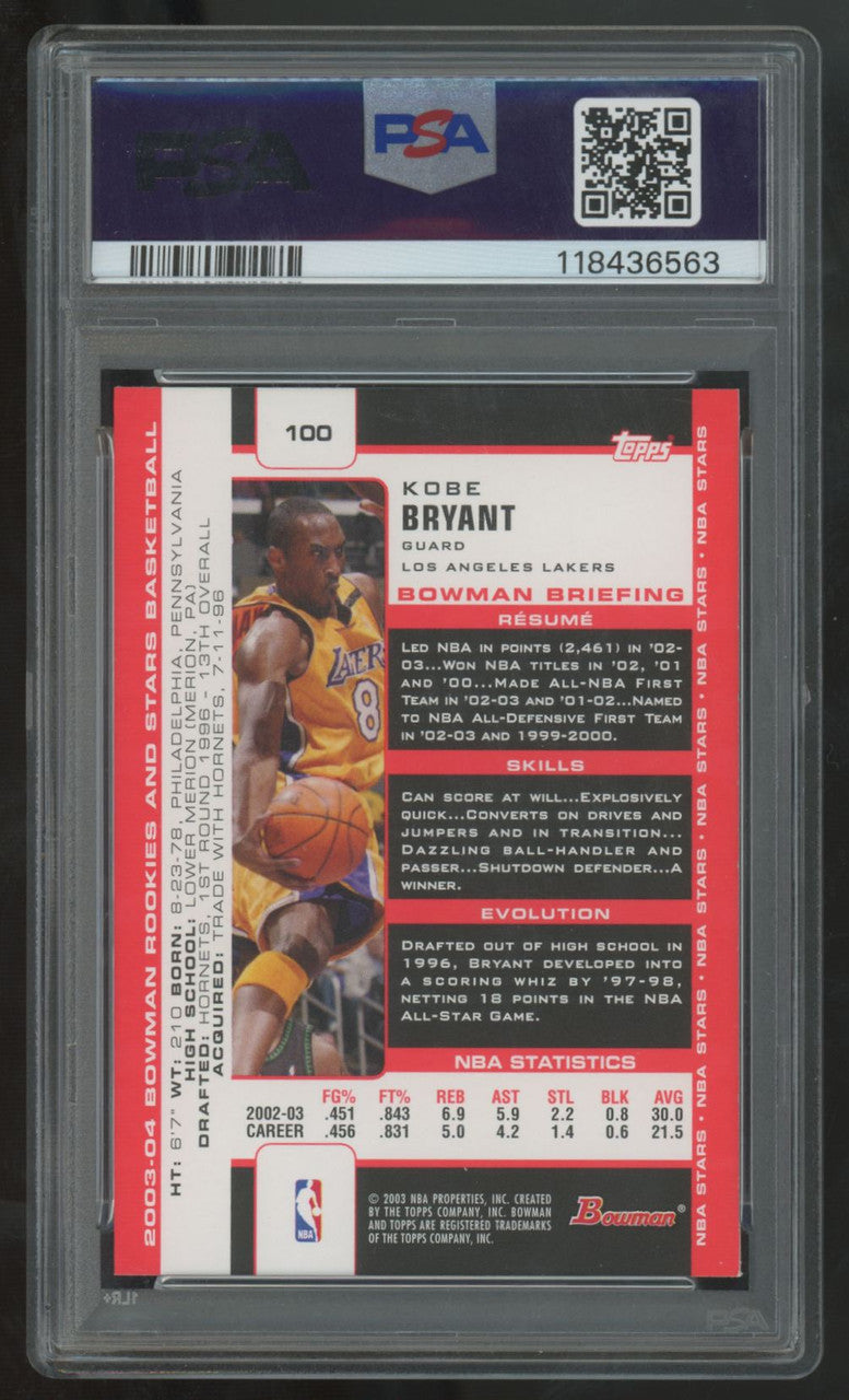 2003-04 Bowman Rookie & Stars Kobe Bryant #100 PSA 9