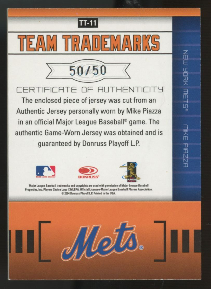 2004 Leaf Limited Mike Piazza Team Trademarks Jersey Number Patch /50 #TT-11