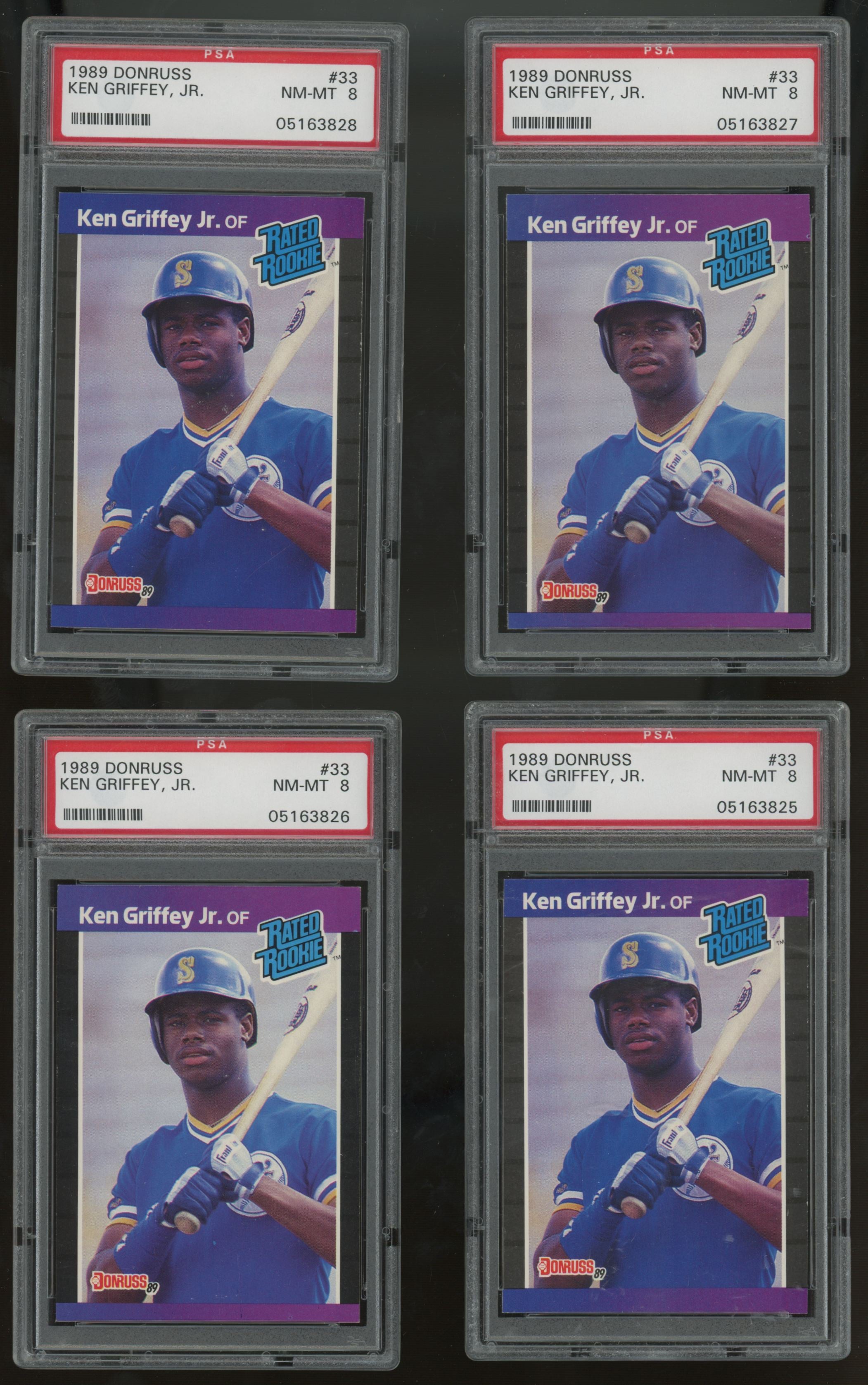 1989 Donruss Ken Griffey Jr. RC Rated Rookie #33 PSA 8 Lot of 10 "C"