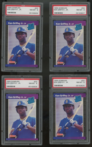 1989 Donruss Ken Griffey Jr. RC Rated Rookie #33 PSA 8 Lot of 10 "C"