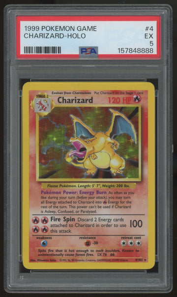 1999 Pokemon Charizard Base Set Unlimited Holo #4 PSA 5 (F)
