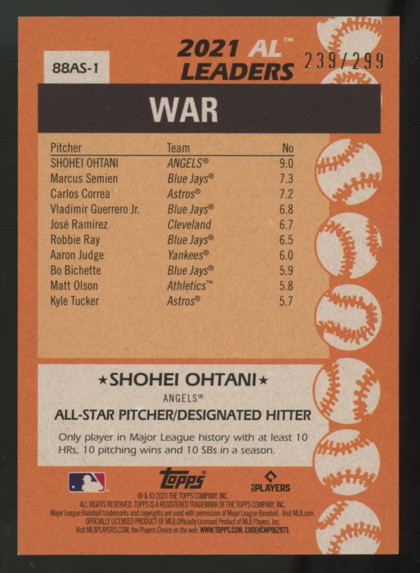 2023 Topps Shohei Ohtani Black 1988 All-Star /299 #88AS-1