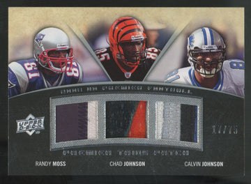 2008 Upper Deck Premier Moss/Johnson/Johnson Triple Patch /75 #PTP-MJJ