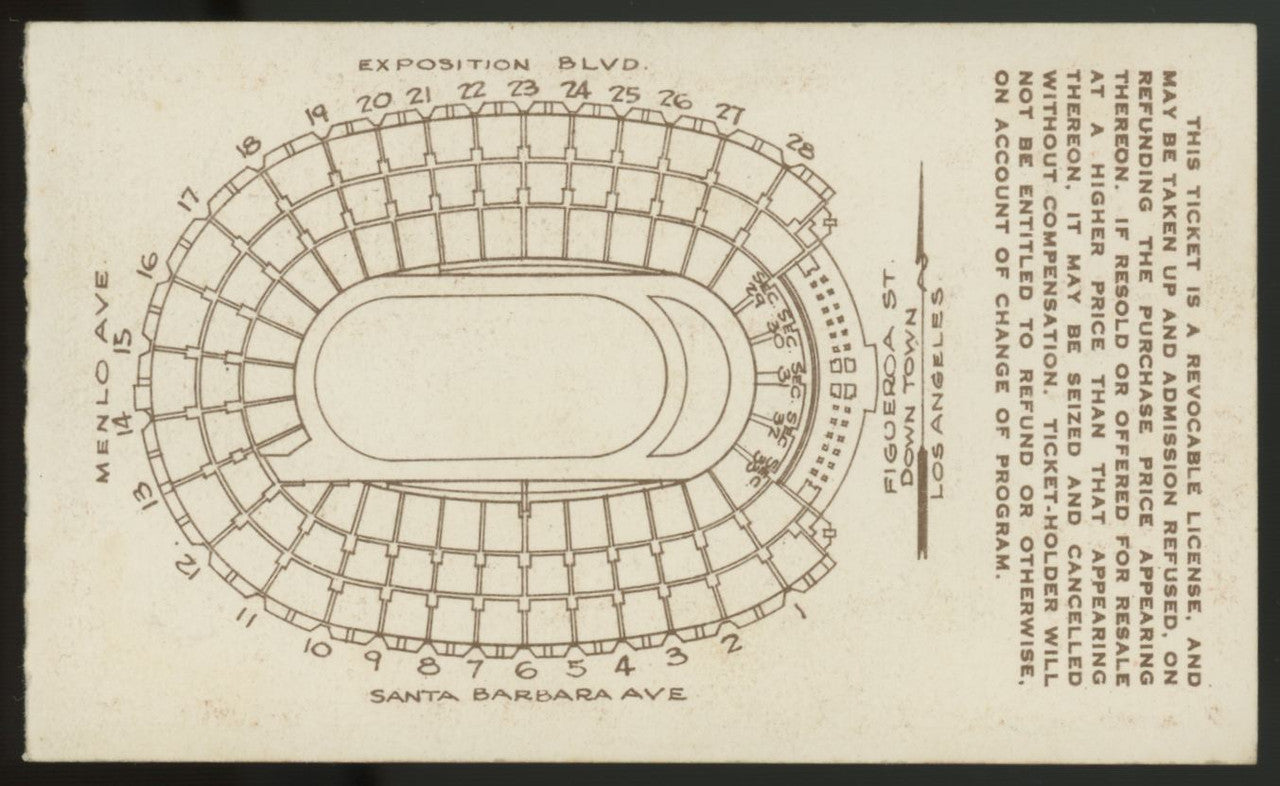 1932 Xth Olympiad Los Angeles Opening Ceremony Ticket